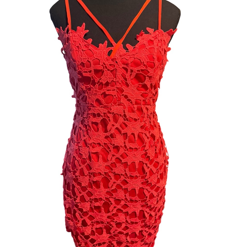 Elegant Red Lace Dress Worn Once